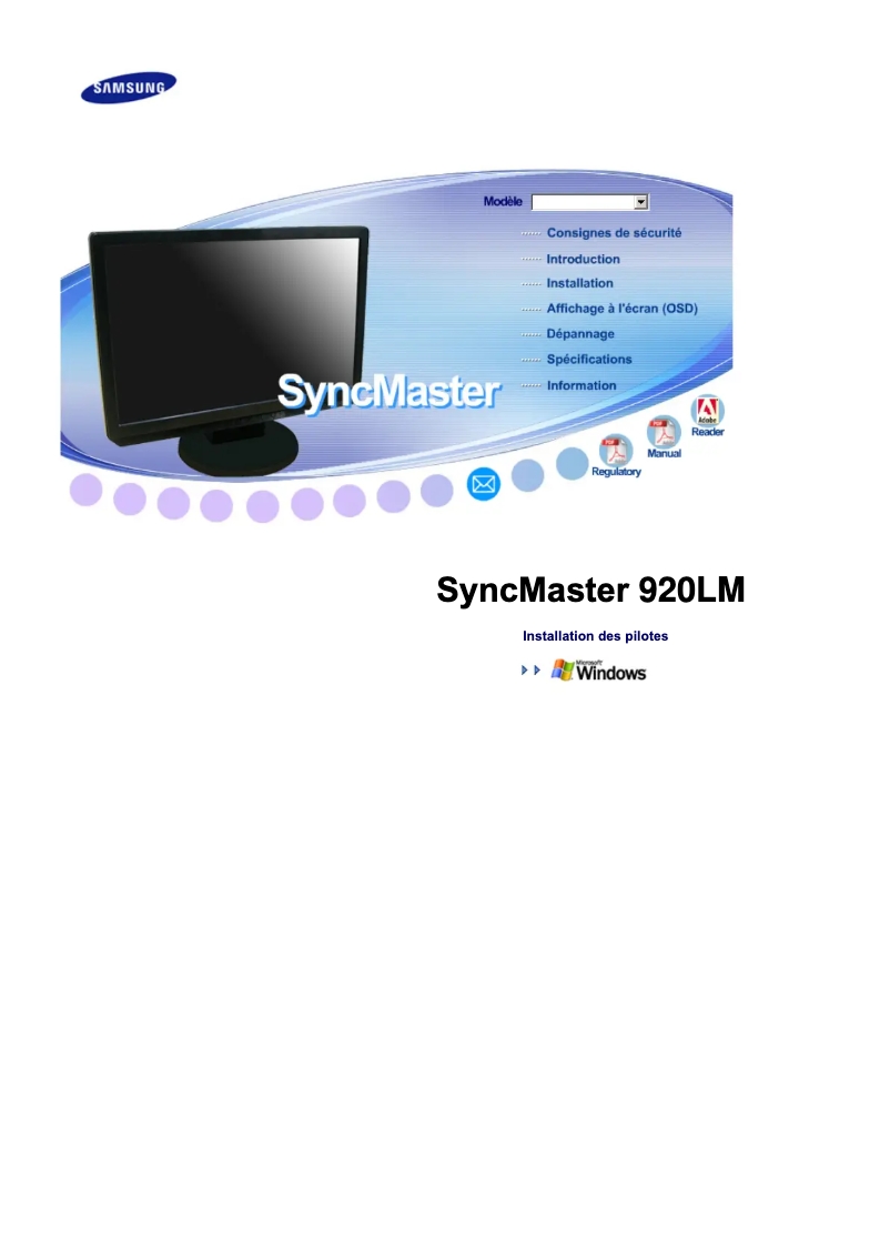 First page image of the manual for SyncMaster 920LM