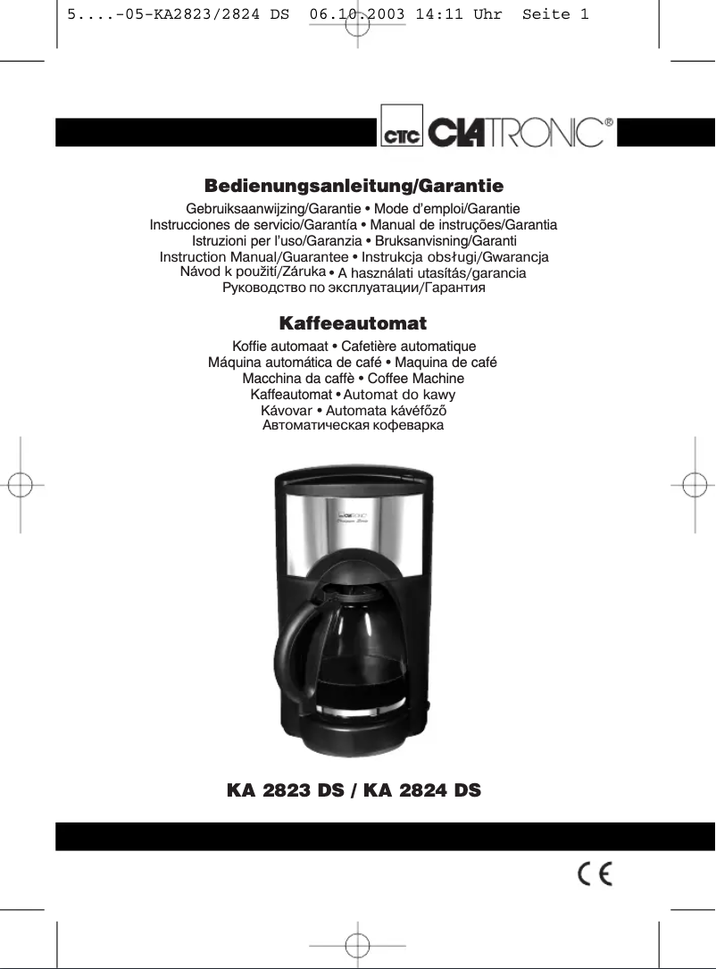 Page 1 of the manual User Manual Clatronic DS 2823