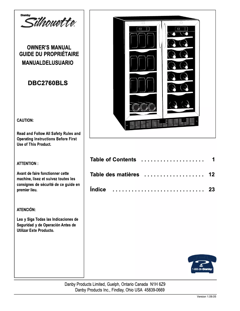 First page image of the manual for Silhouette DBC2760BLS