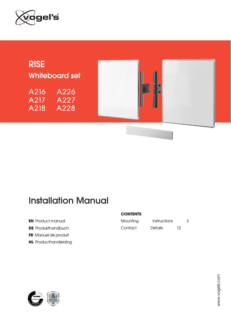 First page image of the manual for RISE A216
