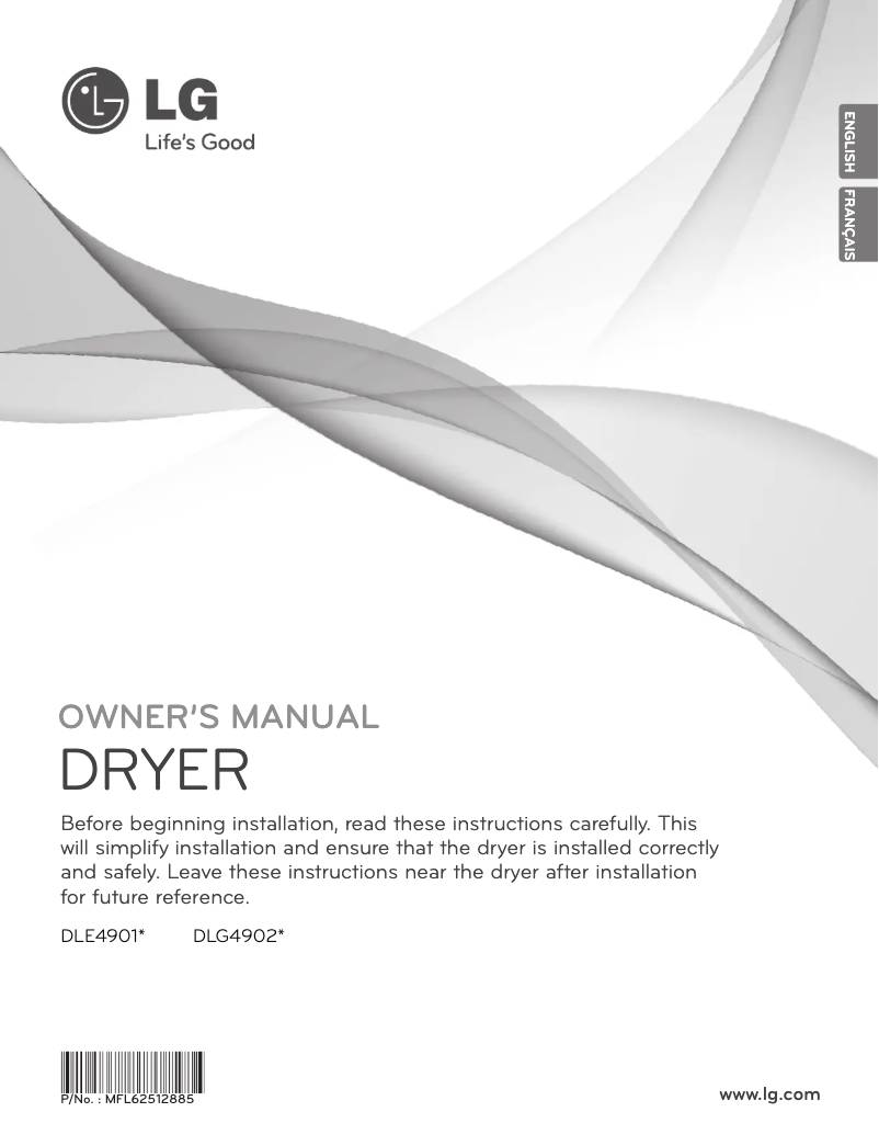 First page image of the manual for DLE4901W