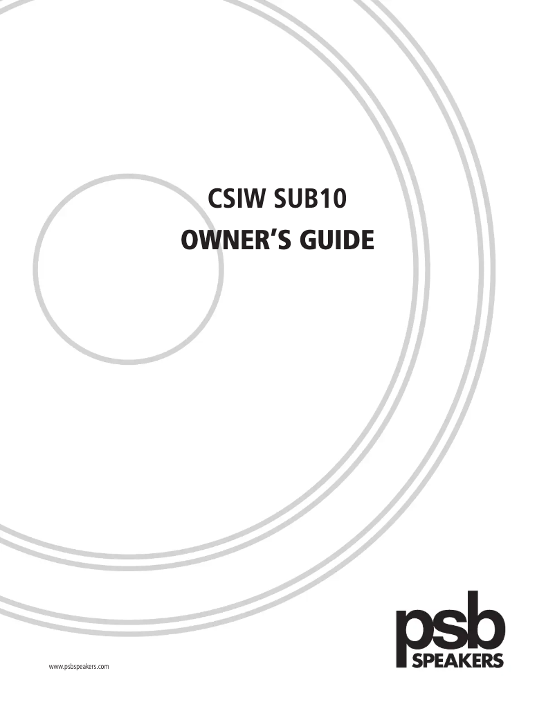 First page image of the manual for CSIW SUB10