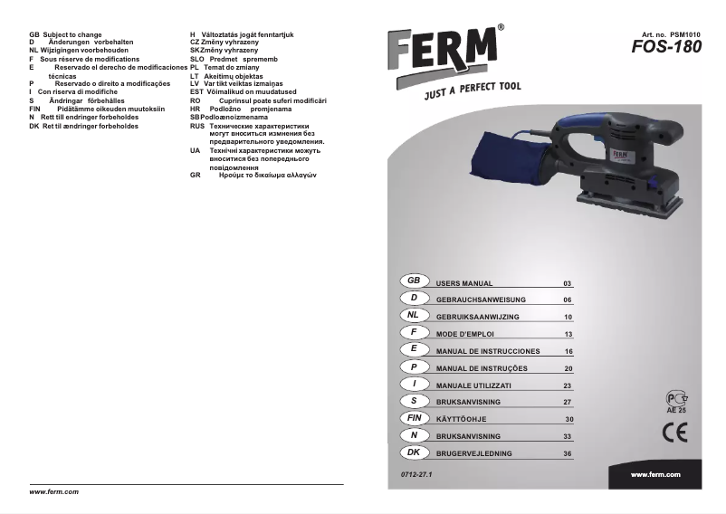 First page image of the manual for PSM1010
