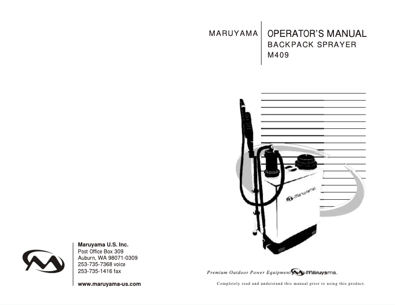 Page 1 of the manual User Manual Maruyama M409