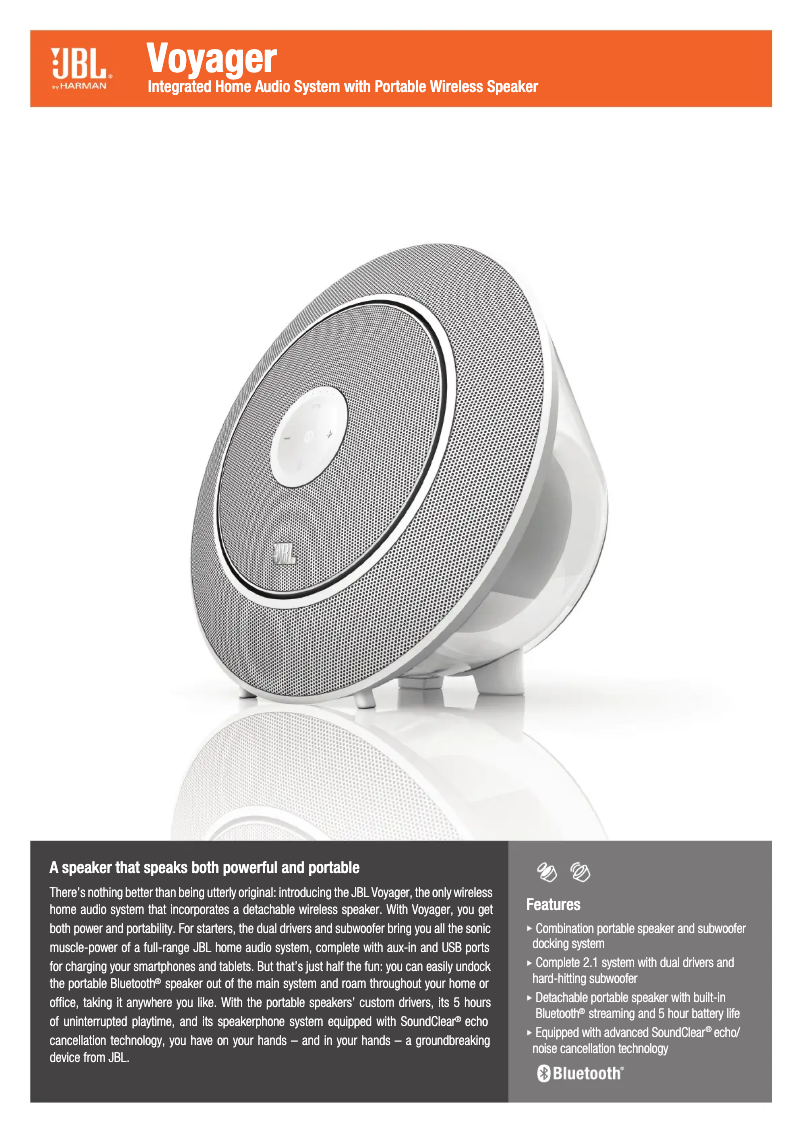 Page 1 of the manual Technical Sheet JBL Voyager