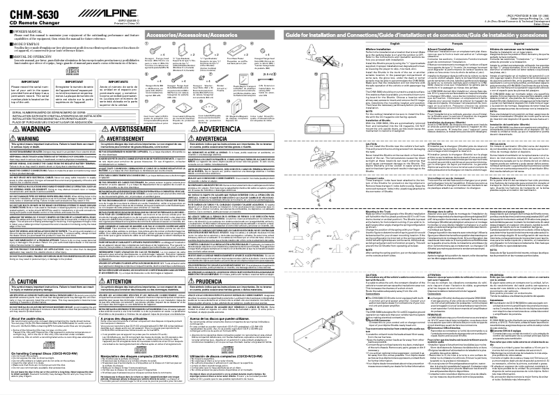 Page 1 of the manual User Manual Alpine CHM-S630