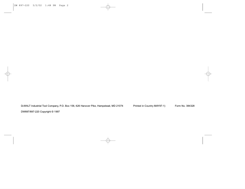 First page image of the manual for DW897