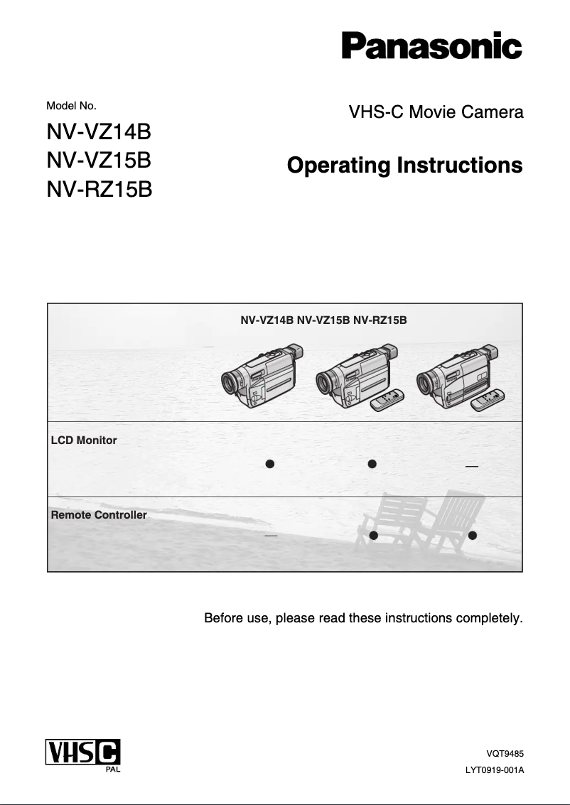 Page 1 of the manual User Manual Panasonic NV-RZ15