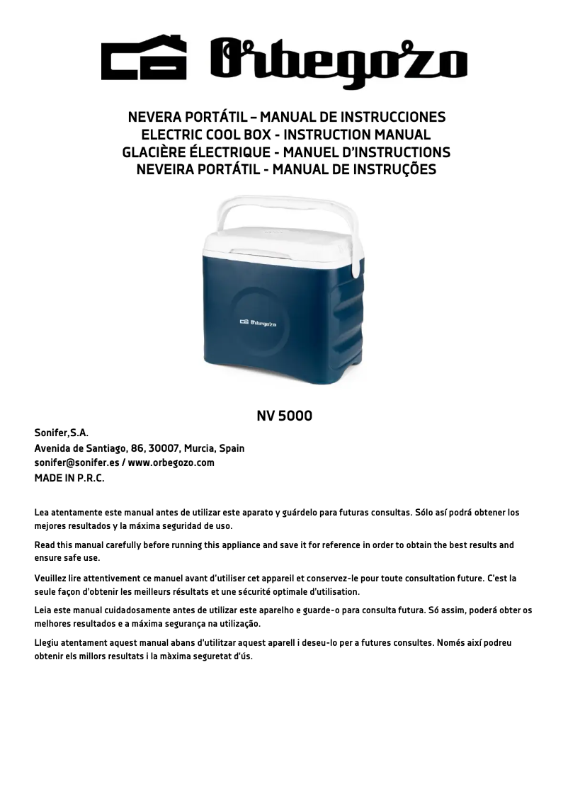 First page image of the manual for NV 5000