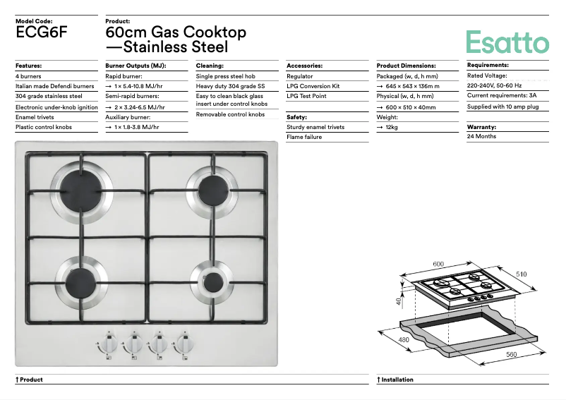 First page image of the manual for EOG6FF