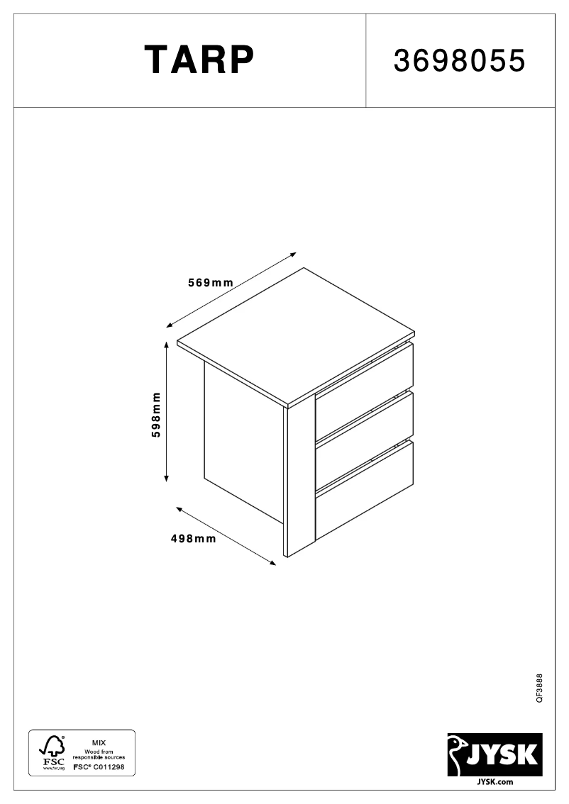 Page 1 of the manual User Manual JYSK Tarp (57x58x50)