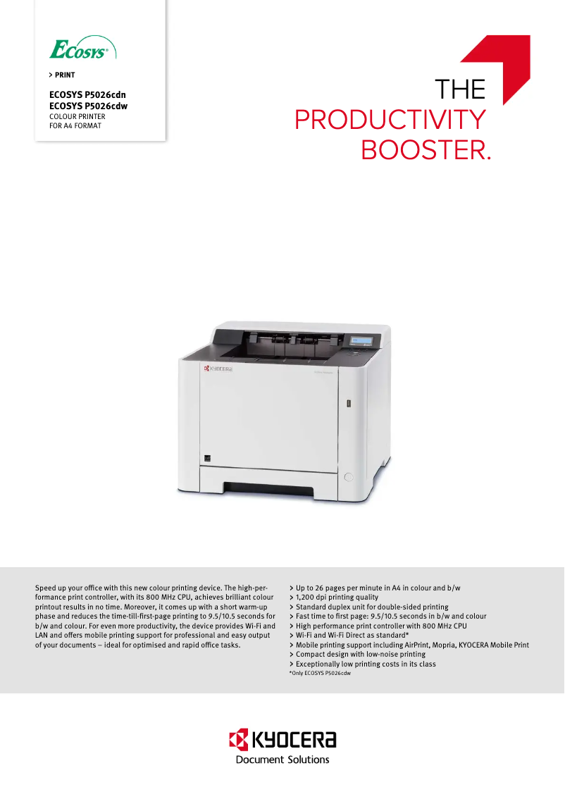 First page image of the manual for ECOSYS P5026cdn