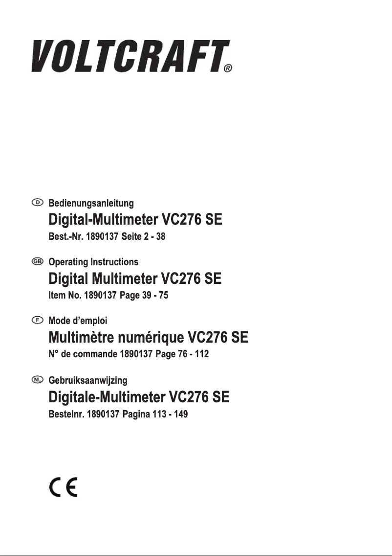 Page 1 of the manual User Manual Voltcraft VC276