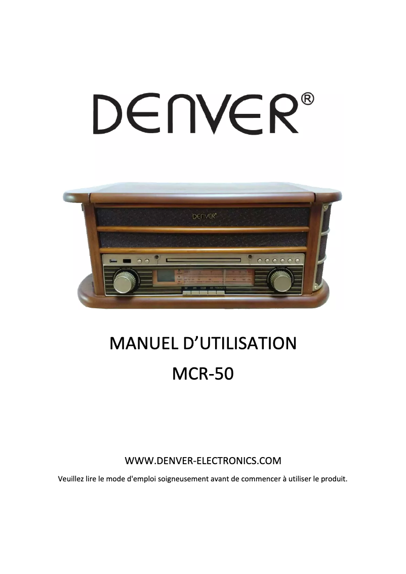 Image de la première page du manuel de l'appareil MCR-50