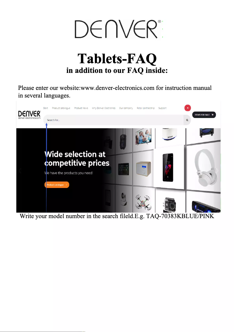 First page image of the manual for TAQ-70383