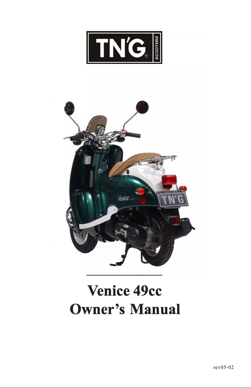 First page image of the manual for Venice 49cc