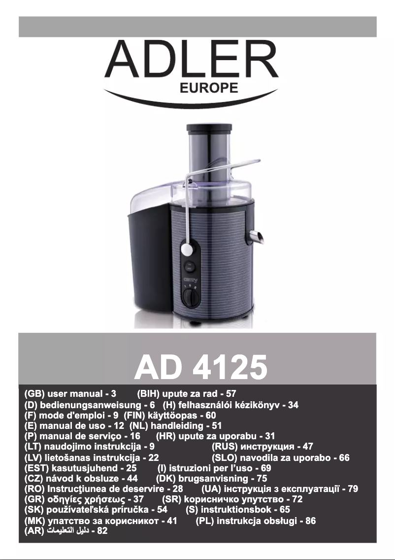 Page 1 of the manual User Manual Adler AD 4125