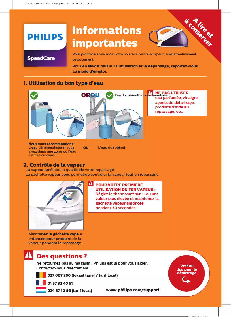 Page 1 of the manual Quick Start Guide Philips SpeedCare GC6621