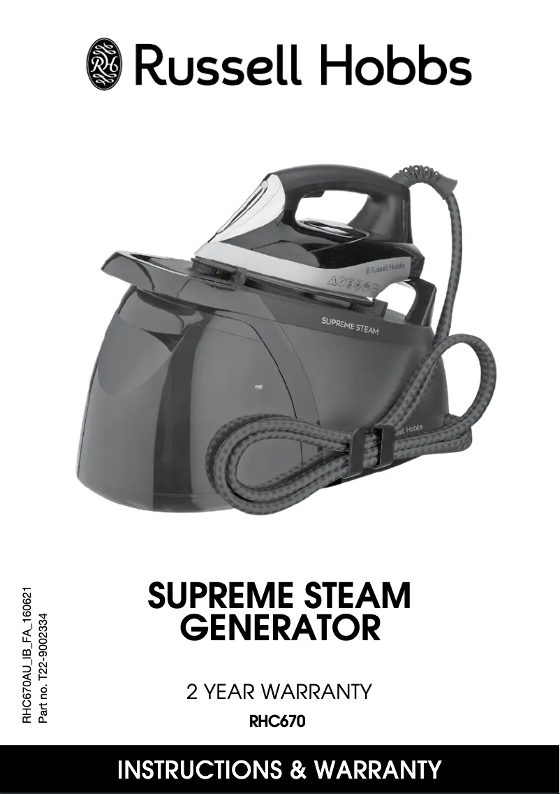 Page 1 of the manual User Manual Russell Hobbs Supreme Steam RHC670