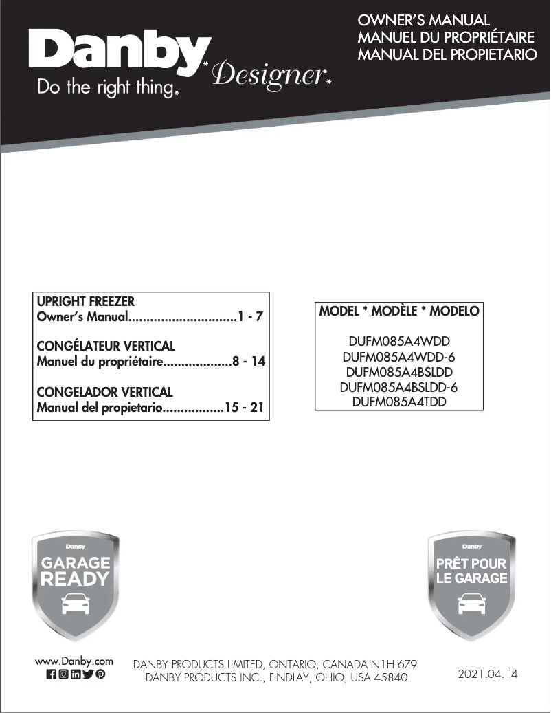 First page image of the manual for DUFM085A4TDD