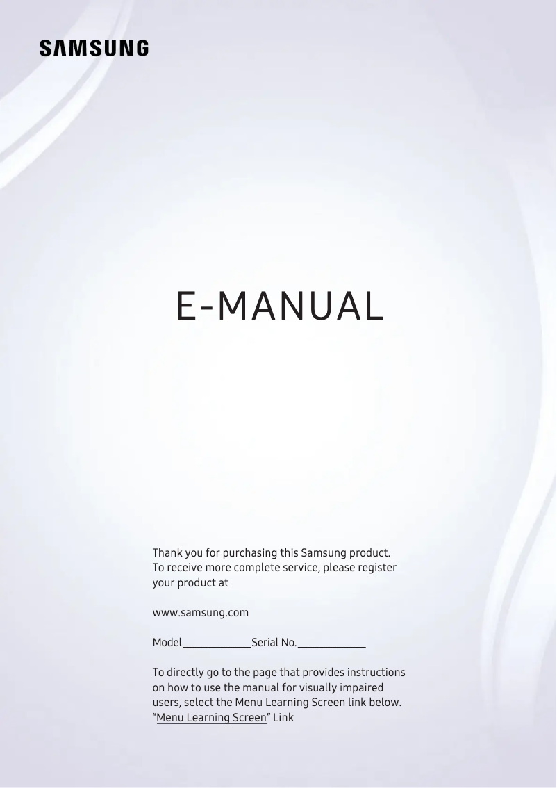 First page image of the manual for UA70RU7200K