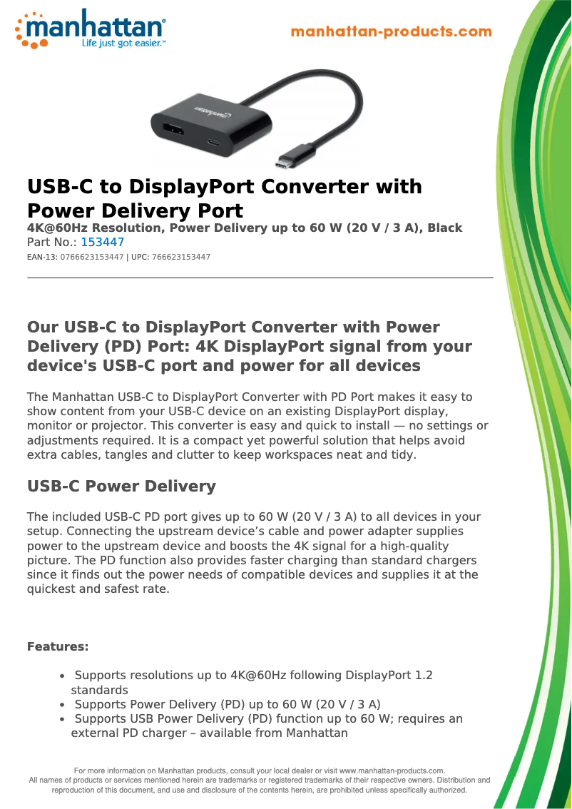 First page image of the manual for 153447