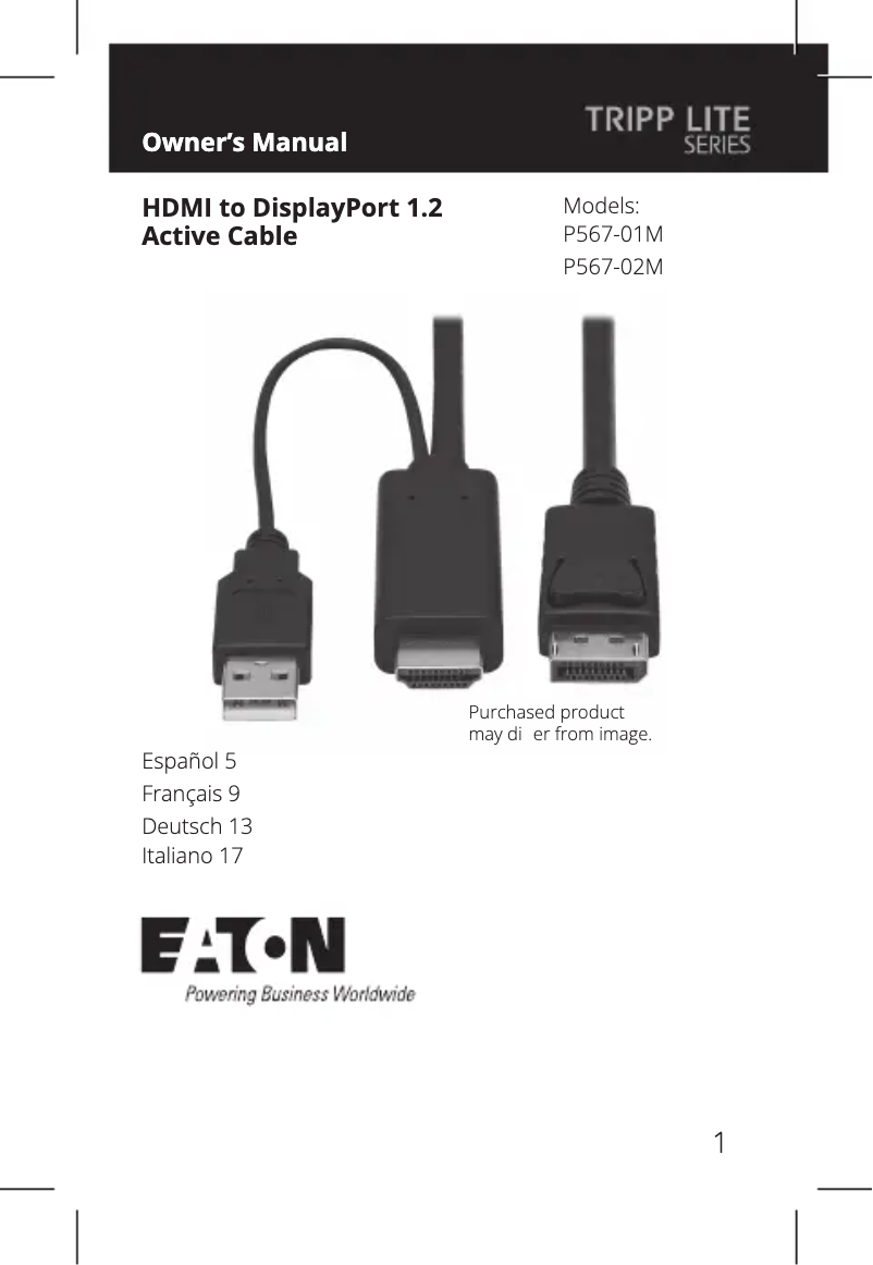 First page image of the manual for P567-02M
