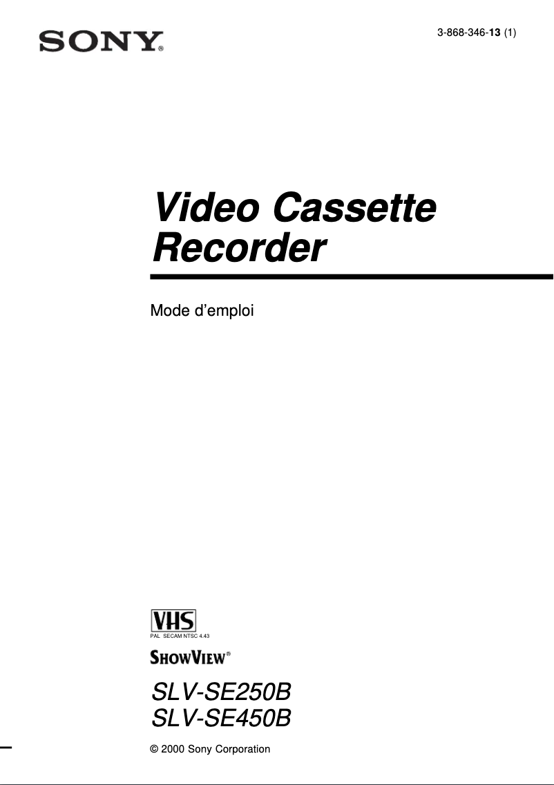 First page image of the manual for SLV-SE450B