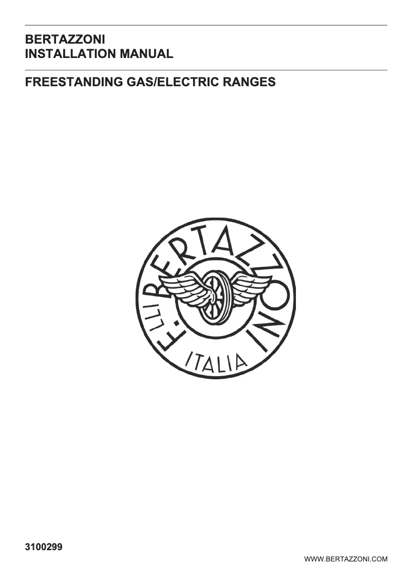 Page 1 of the manual Installation Guide Bertazzoni MAST486GDFSXT