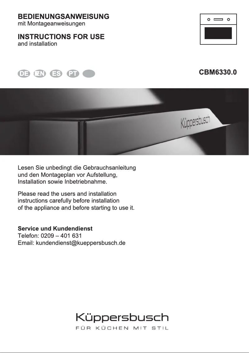 Page 1 of the manual User Manual Küppersbusch CBD6550.0S