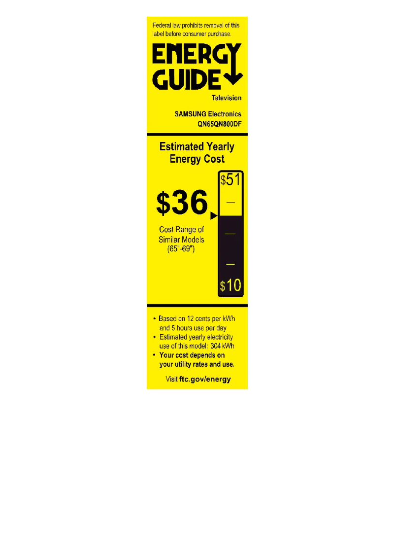 Page 1 of the manual Energy Label Samsung QN65QN800DF