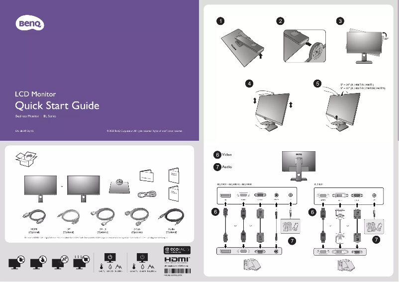 Page 1 of the manual Quick Start Guide BenQ BL2483TM