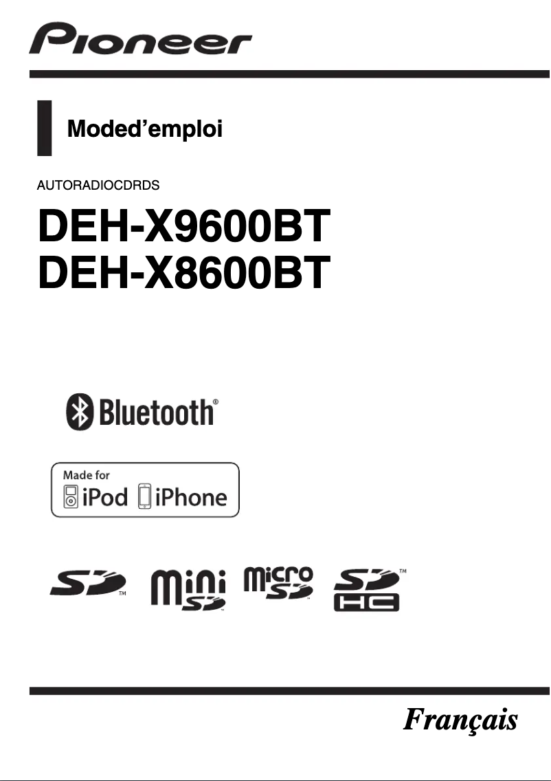 First page image of the manual for DEH-X8600BT