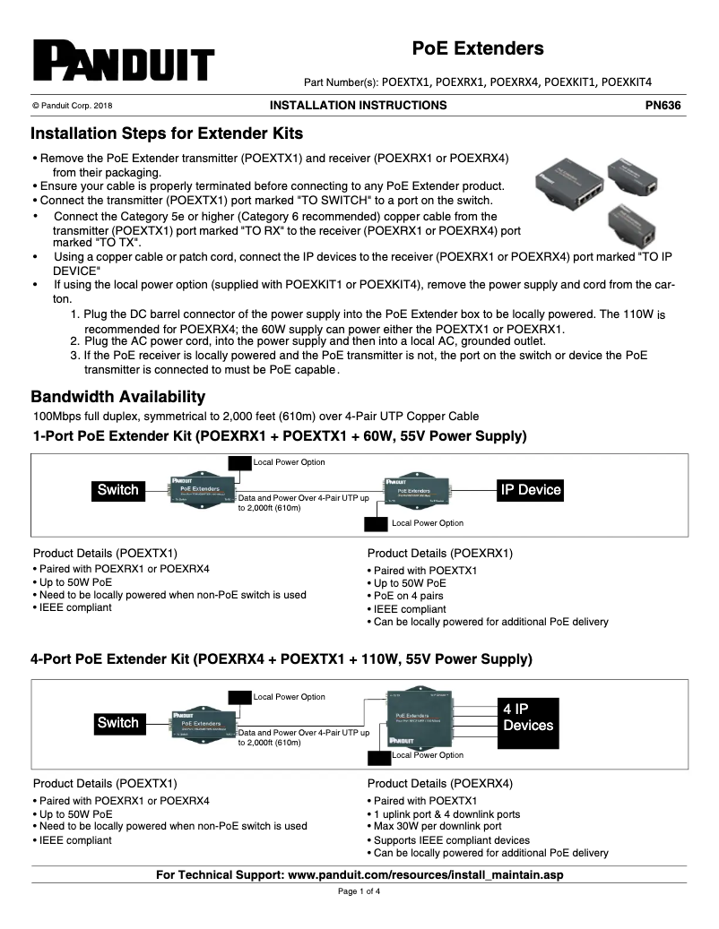 First page image of the manual for POEXRX4
