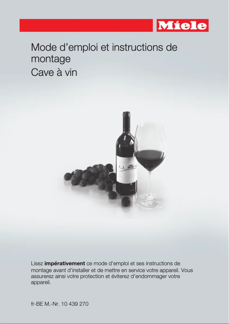 Page 1 of the manual Instruction Manual Miele KWT 6833 SG