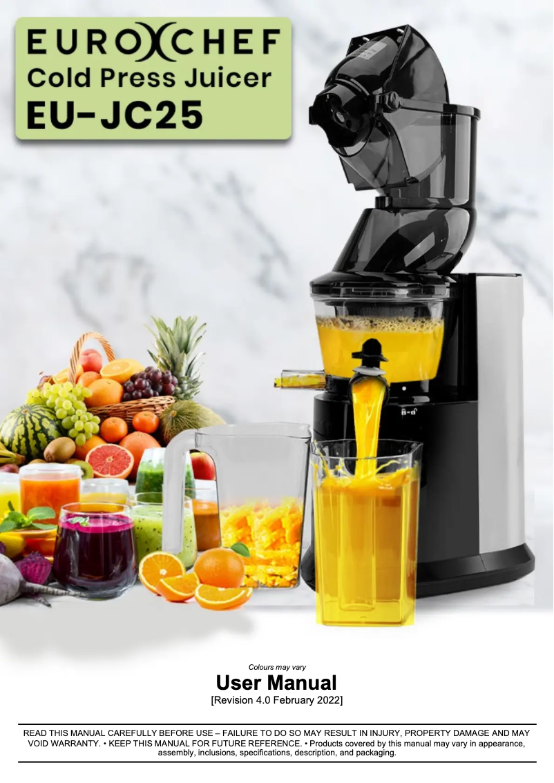 Page 1 of the manual User Manual Eurochef EU-JC25