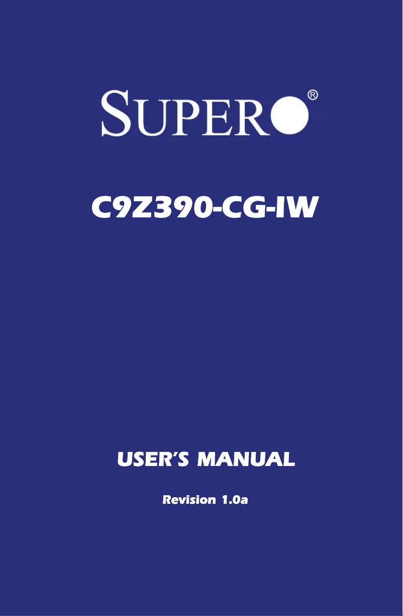 First page image of the manual for C9Z390-CG-IW