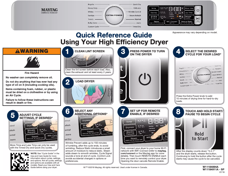 Page 1 of the manual Technical Sheet Maytag MED8630HC