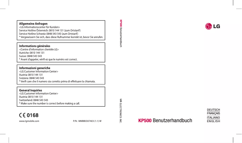 Page 1 of the manual User Manual LG Cookie KP500
