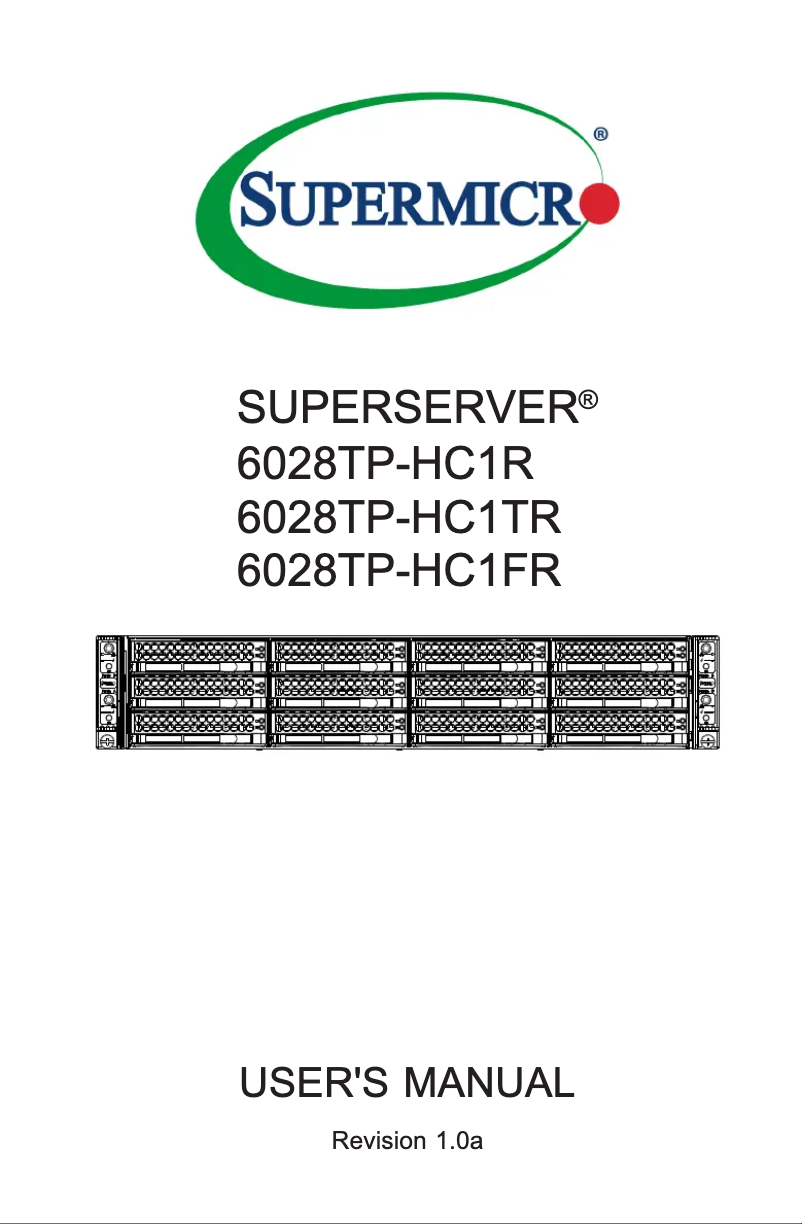 Page 1 of the manual User Manual Supermicro SuperServer 6028TP-HC1FR