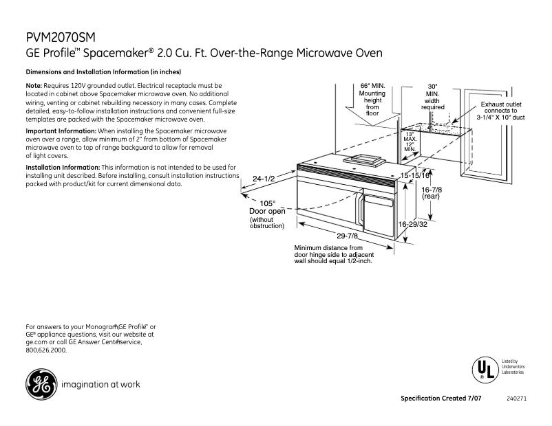 First page image of the manual for Spacemaker PVM2070SMSS