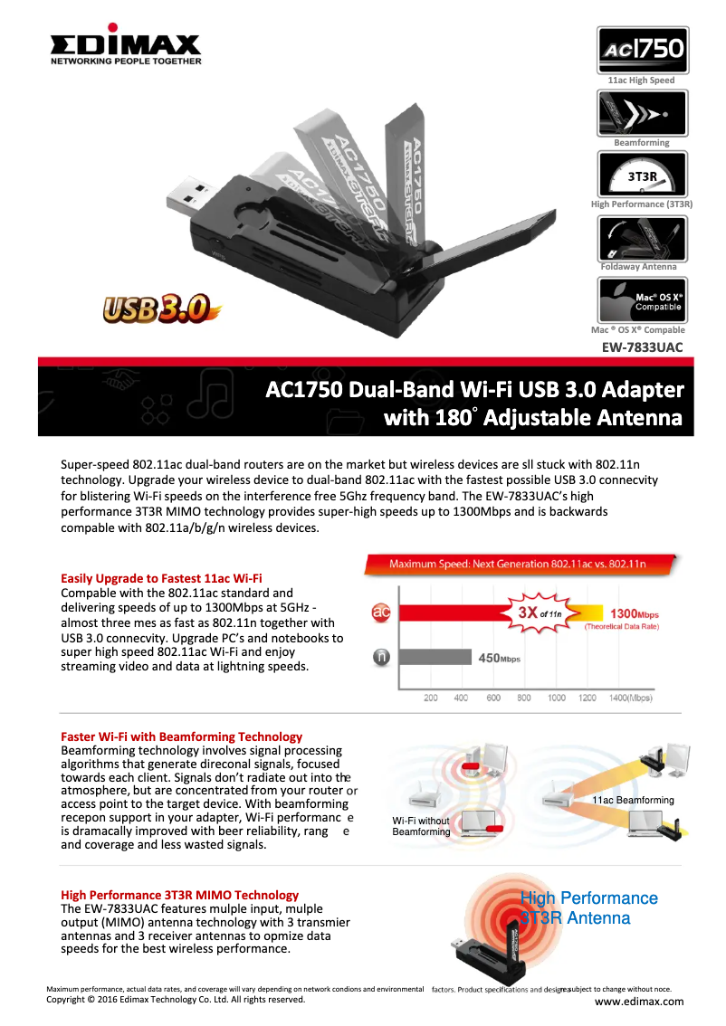 Page 1 of the manual Technical Sheet Edimax EW-7833UAC