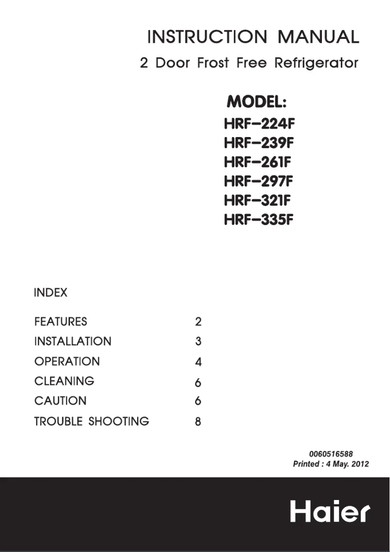 Page 1 of the manual User Manual Haier HRF-335FW