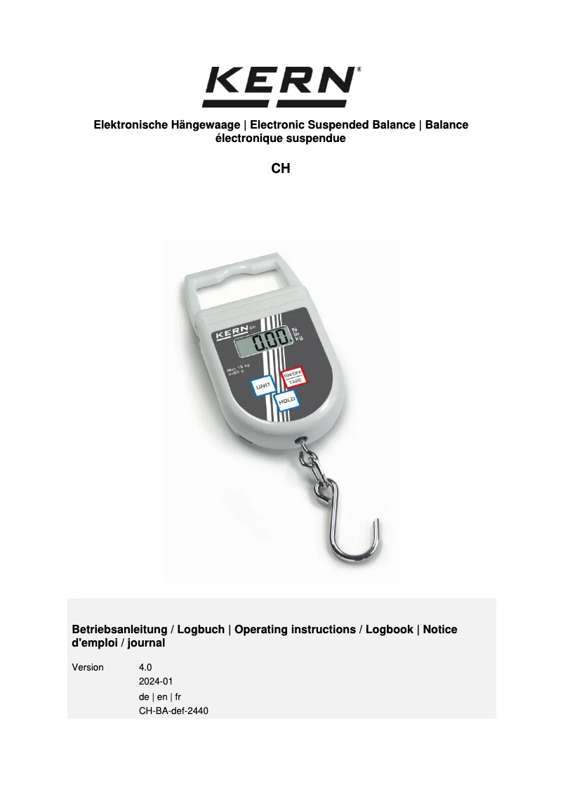 First page image of the manual for CH 50K100