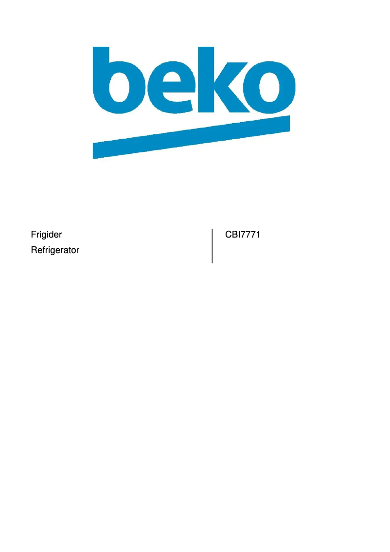 Page 1 of the manual User Manual Beko CBI 7771