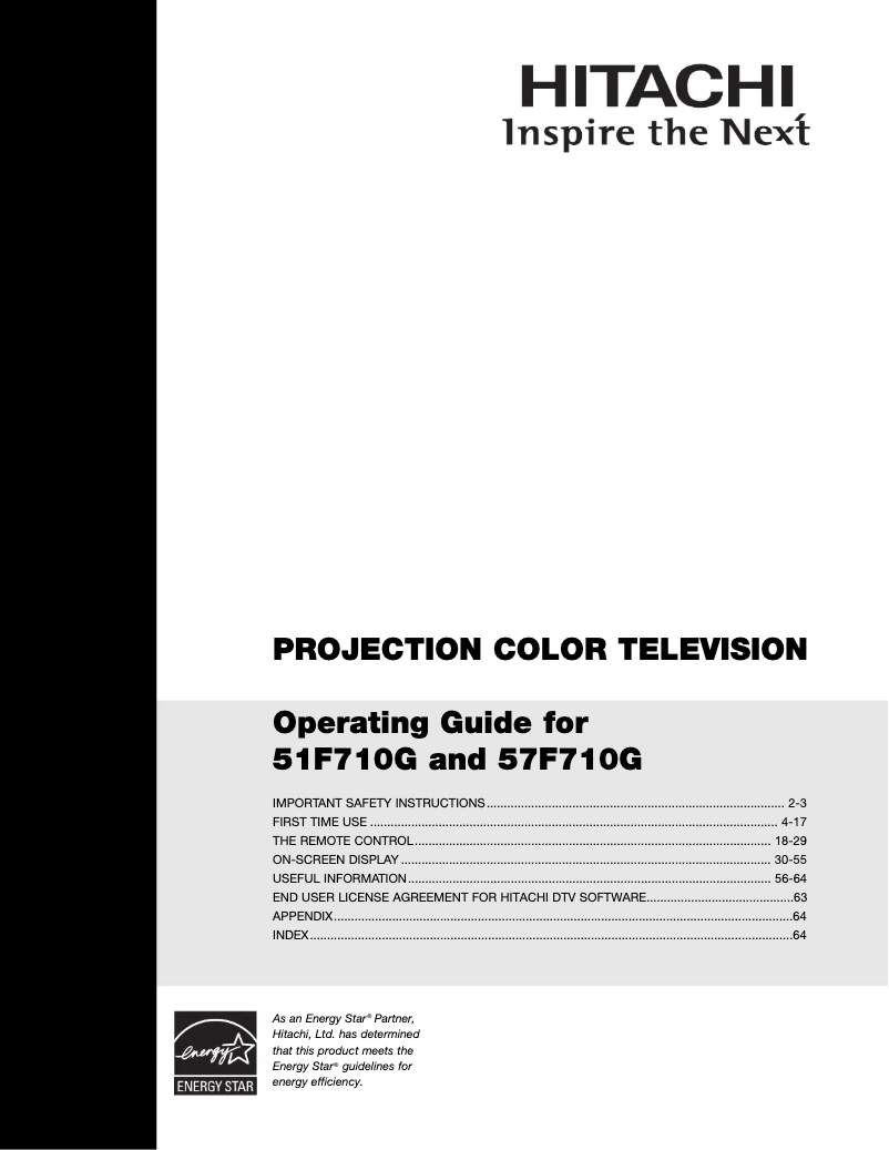 Page 1 of the manual User Manual Hitachi 57F710G