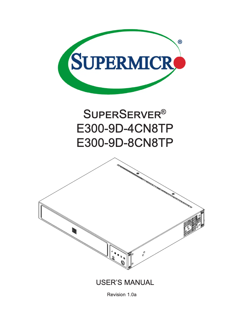 First page image of the manual for SuperServer E300-9D-4CN8TP