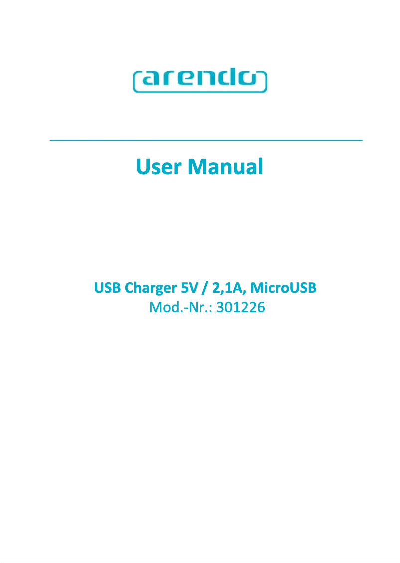 Page 1 of the manual User Manual Arendo 301226