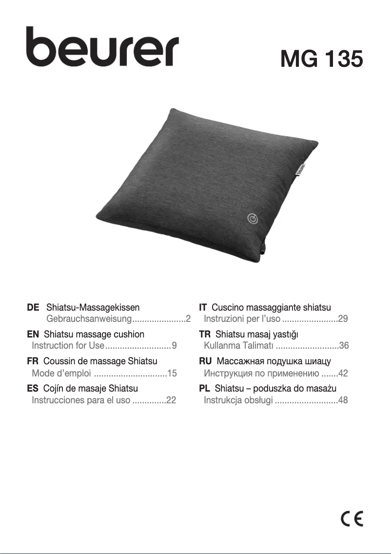 Page 1 of the manual User Manual Beurer MG 135
