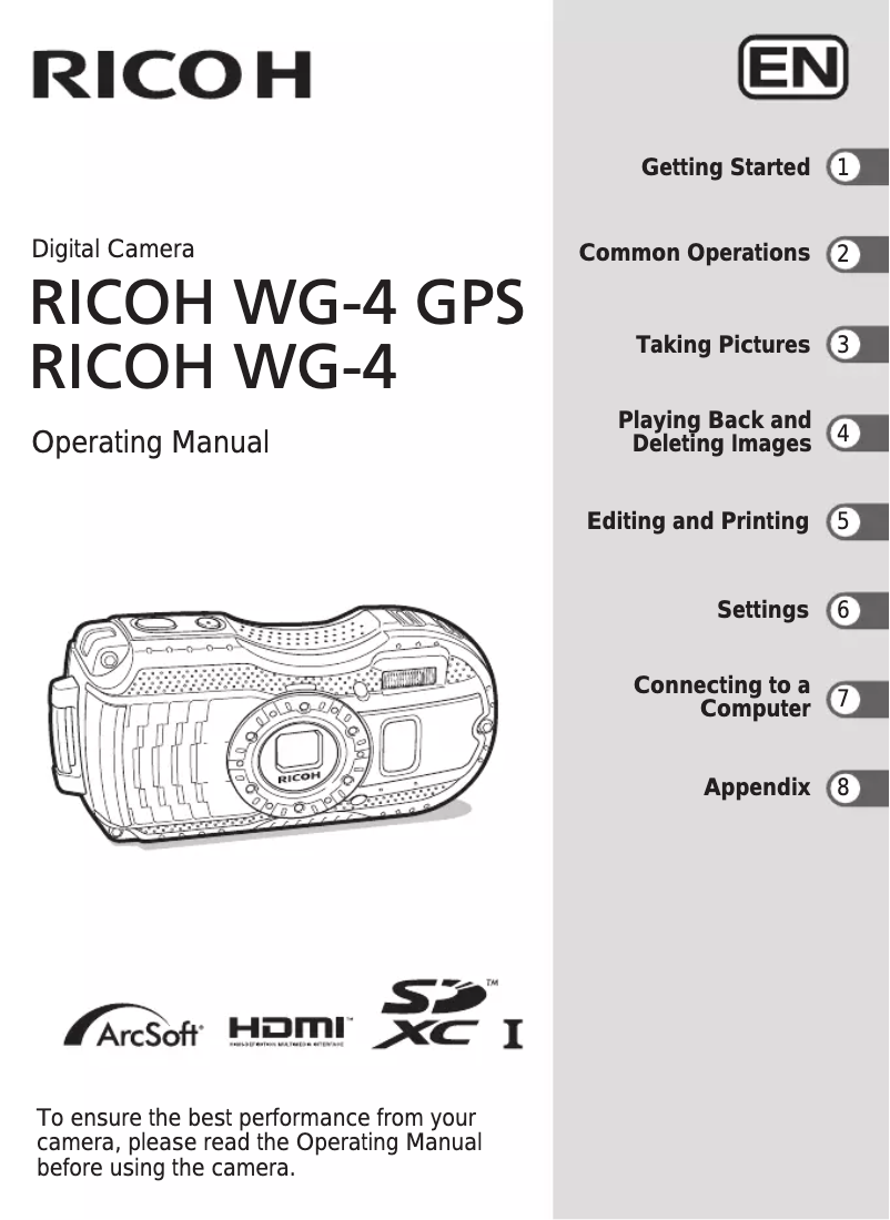 Page 1 of the manual User Manual Ricoh WG-4 GPS